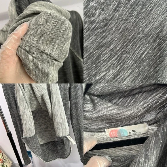 Free People Beach Heather Gray Cowl Neck Lagenlook Sweater Size Large - “Titus” - Picture 12 of 14